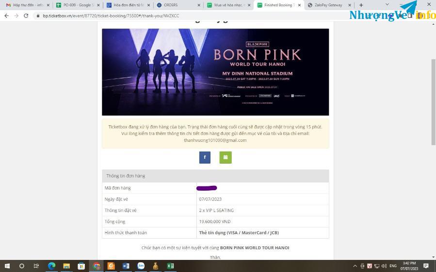 Ảnh Hà Nội: Vé Concert BlackPink Born Pink Ngày 30 (2 VIP liền kề)