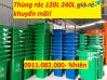 Ảnh Nơi cung cấp thùng rác nhựa 120 lít 240 lít giá rẻ tại đồng tháp- thùng rác 3 ngắn- lh 0911082000