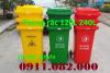 Ảnh Mua bán thùng rác nhựa giá rẻ- thùng rác 120L 240L 660L màu xanh giá thấp- lh 0911082000
