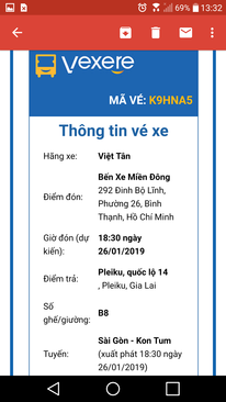 Ảnh Cần Pass lại vé xe HCM đi Pleiku ngày 26/1/2019