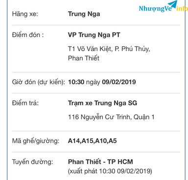 Ảnh Nhượng lại 4 vé xe Phan Thiết - HCM ngày 9/2/2019