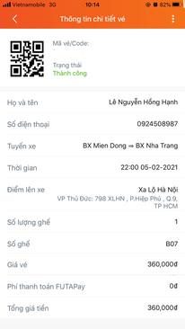 Ảnh Nhượng vé xe SG - NT 5/2/2021 (24 âm lịch)