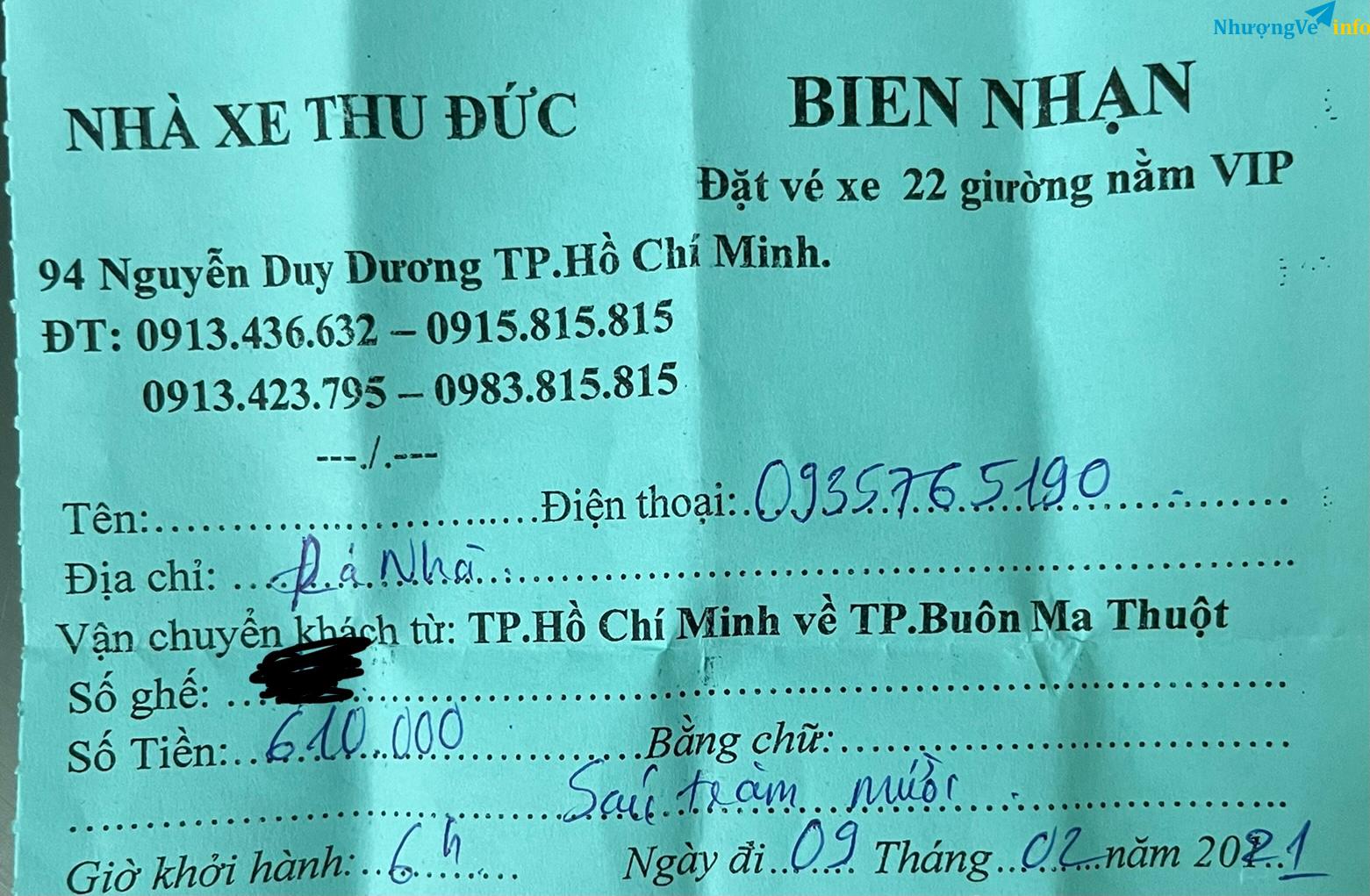 Ảnh Vé Thu Đức Limousine Hồ Chí Minh - Buôn Ma Thuột