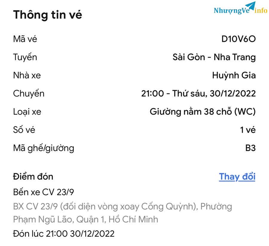 Ảnh Pass vé Sài Gòn -> Nha Trang