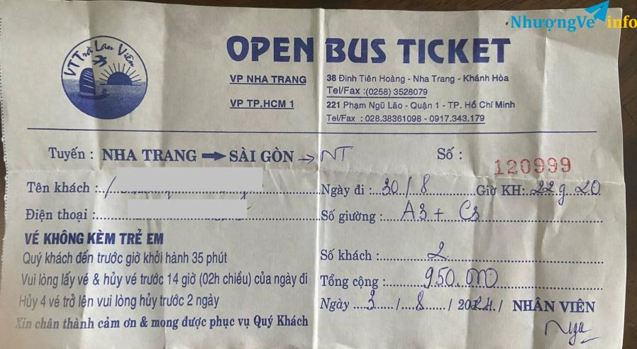 Ảnh PASS VE XE GIUONG NAM VIP - LE 2/9