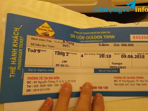 Ảnh Nhượng vé tàu loại vip Nha Trang- Hcm