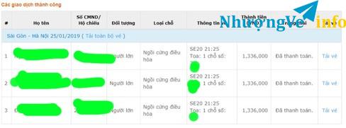 Ảnh CẦN BÁN 3 VÉ TÀU TẾT SÀI GÒN - HÀ NỘI NGÀY 25/01/2019 (20/12 AL)