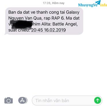 Ảnh Nhượng 2 vé phim Alita ngày 16.2 ở Galaxy Nguyễn Văn Quá