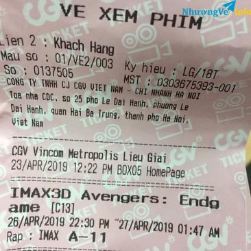 Ảnh 2 Vé IMAX3D Avengers: Endgame Metropolis Liễu Giai 22h30 tối 26/4 chỉ 250k
