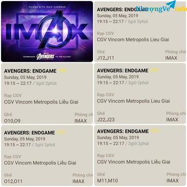 Ảnh CẶP VÉ CGV IMAX AVENGERS: END GAME 19H15 CN 5.5 LIỄU GIAI