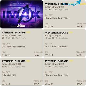 Ảnh CẶP VÉ CGV IMAX AVENGERS: END GAME 19H10 CN 5.5 LANDMARK 81 VÀ 19H CN 5.5 VIVO