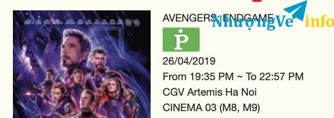 Ảnh Vé Avengers: Endgame CGV Artemis Ha Noi26/04/2019 19:35