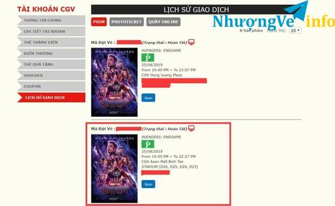 Ảnh [TPHCM Aeon Mall Bình Tân] pass lại 4 vé Avengers4: EndGame xuất chiếu sớm 25/04 = 95k vé
