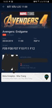 Ảnh Pass lại 6 vé xem Avengers: End Game rạp Beta Nha Trang chủ nhật 28/04/2019