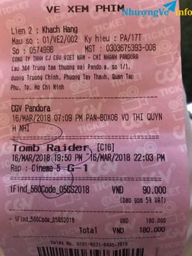 Ảnh Cần bán 6 voucher xem phim 2D giá 65k / voucher CGV các ngày trong tuần (Kể cả thứ 7, Chủ nhật)