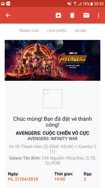 Ảnh Bán lại vé xem phim avenger hot hot hot