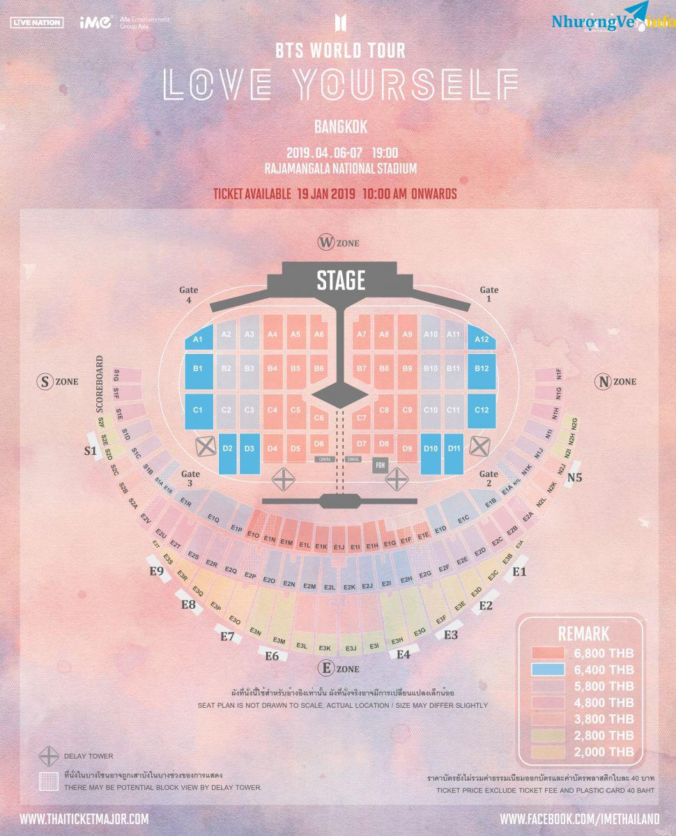 Ảnh Vé concert BTS WORLD TOUR LOVE YOURSELF BANGKOK ngày 07/04/2019