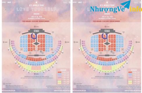 Ảnh NHƯỢNG 2 VÉ CONCERT BTS - THAILAND ( 2 ghế giữa khán đài, nhìn rõ idol - ghế Red Zone - A5 )