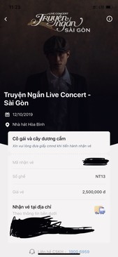 Ảnh Pass lại 1 vé lẻ Cô Gái và cây dương Cầm - Concert Sài Gòn - Mã vé NT13