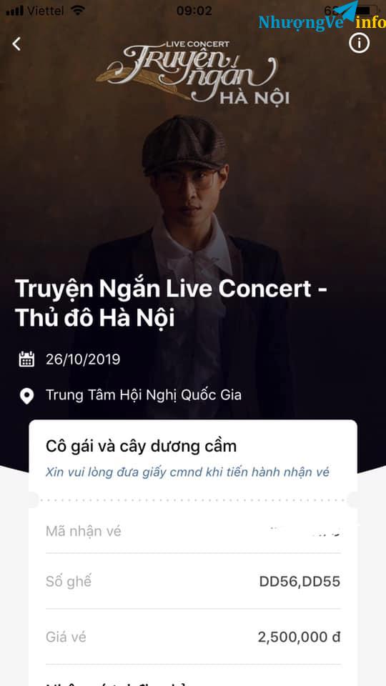 Ảnh (02 vé cô gái cạnh nhau) Vé Truyện Ngắn Concert Hà Anh Tuấn Hà Nội 26/10