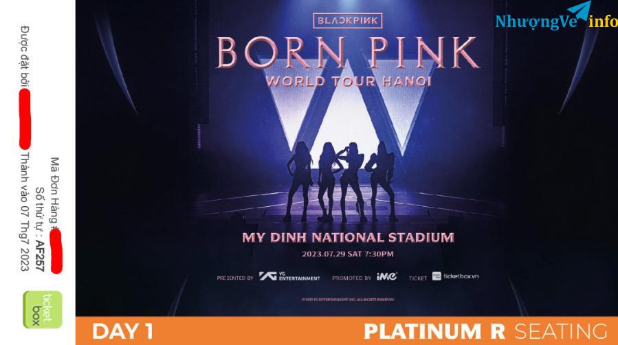 Ảnh Pass cặp vé Concert BLACKPINK "Born Pink" Hà Nội. Khu Platinum R!!!
