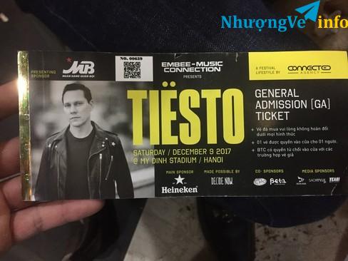 Ảnh Bán lại Vé DJ Tiesto ngày 9/12/17 sân Mỹ Đình