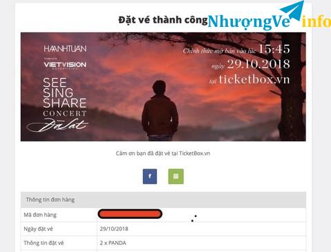 Ảnh Bán 2 vé See Sing Share Hà Anh Tuấn Đà Lạt 23/12