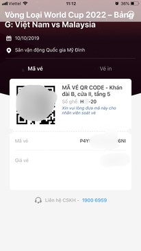 Ảnh Bán cặp vé loại 4 và 01 vé QR code loại 500k trận Việt Nam! Vs Malaysia 10/10