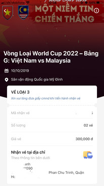 Ảnh Cặp vé 300k Việt Nam - Malaysia 10-10