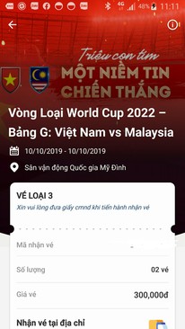 Ảnh Vé bóng đá Việt Nam- Malaysia ngày 10/10