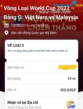 Ảnh Bán 2 cặp vé loại loại 3 trận Malaisia vs Việt Nam