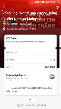 Ảnh Vé xem vòng loại wc 2022 Việt Nam - Malaysia loại 200k