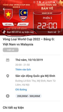 Ảnh Vé bóng đá VN-MALAI vòng loại WC 2022