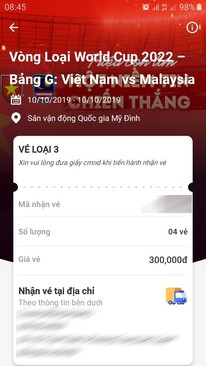 Ảnh 4 Cặp vé mệnh giá 300k trận Việt Nam - Malaysia, ngày 10/10 (0376274056)