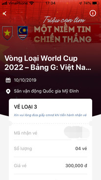 Ảnh Bán 2 cặp vé loại 3 trận VN - ML