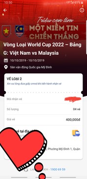 Ảnh Nhượng vé loại 2 400k trận vietnam vs malaysia ngày 10/10