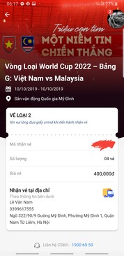 Ảnh Nhượng vé loại 2 400k.