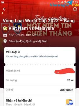 Ảnh Bán 1 cặp vé  (2 vé)  loại 3 trận VietNam - Malai