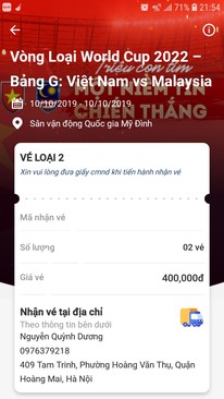 Ảnh Bán 1 cặp vé loại 2 - 400k