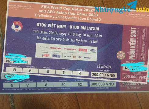 Ảnh 2 vé vietnam vs malaysia 300k 2.55 triệu