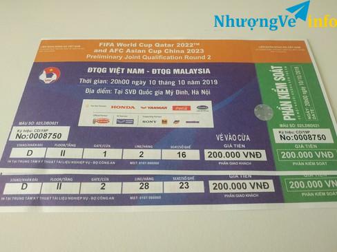 Ảnh Bán 02 vé loại 200k trận Việt Nam_Malaysia ngày 10-10