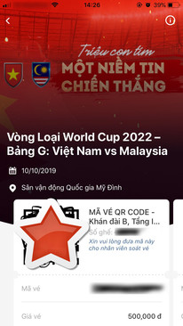 Ảnh Bán cặp vé QR CODE (Cửa 5 tầng II) mệnh giá 500k