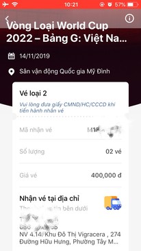 Ảnh Vé bóng đá Việt Nam - UAE loại 2 (400k/cặp)