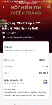 Ảnh Trận Việt Nam - UAE: Bán 2 cặp vé 200k và 400K