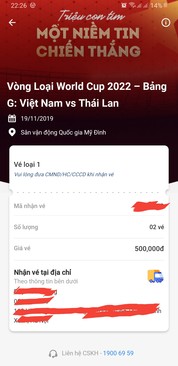 Ảnh Cần bán cặp vé 500k trận Việt Nam - Thái Lan