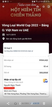 Ảnh Bán cặp vé 300k VN-UAE