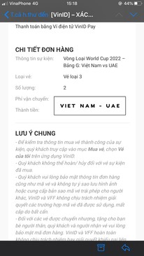 Ảnh Bán cặp vé VN-UAE loại 3(300k)