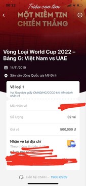 Ảnh Bán cặp vé loại 1 trận VN - UAE ngày 14/11