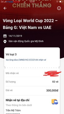 Ảnh Cặp vé loại 300k trận Việt Nam UAE