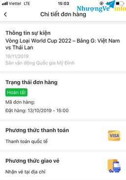 Ảnh Bán lại cặp vé Việt Nam - Thái lan